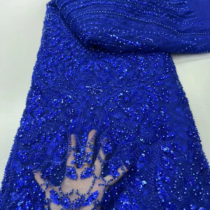 Floral Embroidery Bead Net Lace Colorful beaded Sequence Tulle Net Lace African Women Wedding Dress Material