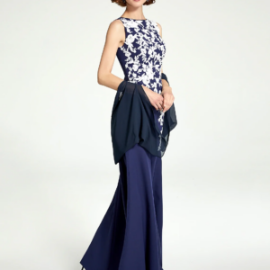 Mermaid / Trumpet Mother of the Bride Dress Wedding Guest Prom Formal Occasion Floor Length Chiffon Sleeveless Lace Customized