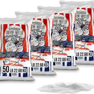 50 Pound Bag Snow White Play Sand for Sandboxes and Sand Tables at Parks, Homes, and Daycare Centers, White (4 Pack)