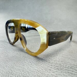 Eyeglass Frames Unique Oversize Retro Vintage Handmade Black White Horn Prescription Man Glasses Frames Optical Lenses Eyewear