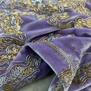 Silk velvet heavy industry coiled gold embroidery fabric embroidered Chinese-style coat set