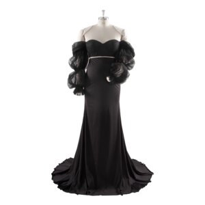 2 Piece Set Sheer Sleeves Stretchy Fabric Maternity Dress for Photoshoot Photography And Maternity Dresses Baby Shower YW243148