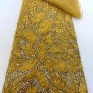 Africa Nigerian Beaded French Mesh Lace With Sequins High Quality 2025 Embroidery Lace Sequins Lace For Wedding Dresses Women