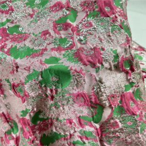 Fashionable silver-threaded embossed oil-pressed pleated jacquard fabric dress wedding fashion