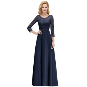 Modest Burgundy Lace Mother of the Bride Dresses Crew Neck Long Sleeve Prom Evening Gowns Bridesmaids Dress