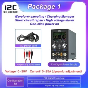 I2C P30 Digital Power Supply 30V 25A Adjustable Voltage Regulator For Short Circuit Repair/High Voltage Alarm One-Click Power On