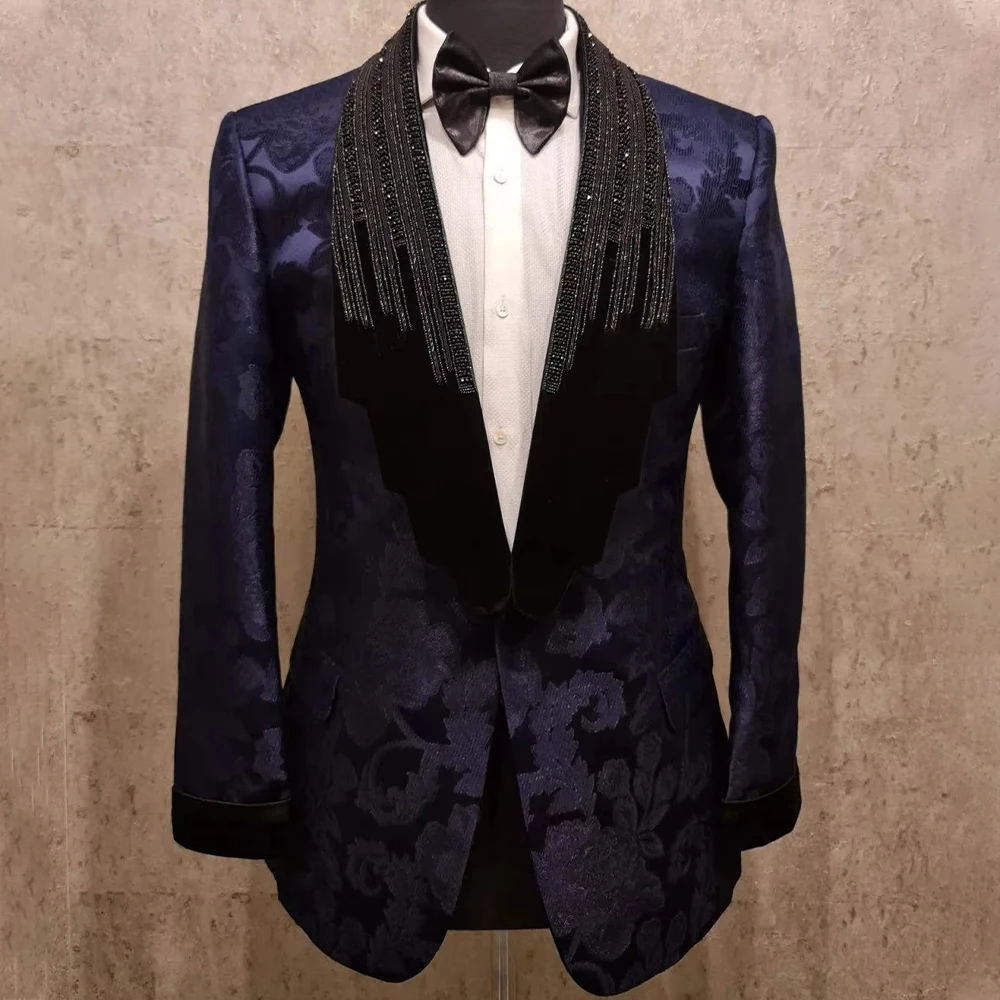 Customized Jacquard Wedding Men's Suit Wedding Party Slim Fit 2-Pieces Tailor-Made Formal Occasions Prom Classic Groom Suits