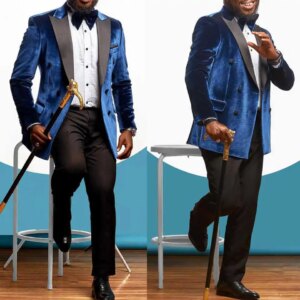 Vintage Velvet Men Wedding Suits Double Breasted Tuxedos Groom Party 2 Pcs Blazer Pants Business Party Customized Suit