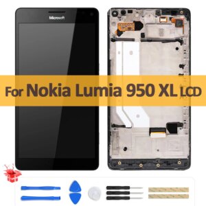 5.7″ Original AMOLED For Microsoft Nokia Lumia 950 XL RM1116 RM1100 LCD Display Touch Screen Digitizer Panel Assembly with Frame