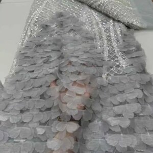 2025 New African French Nigerian High End Tulle Lace Fabric 3D With Beads Sequins Mesh for Embroiderg Wedding Bride Sewing Dress