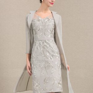 Elegant Mother of the Bride Dress With Coat V-neck Long Sleeve Applique Lace Occasion Formal Party Wedding Customized