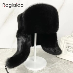 Ushanka Hat Man Luxury Winter Hat Full Pelt Real Mink Fur Bomber Cold Cap High Quality Russian Military Style Trapper Hat