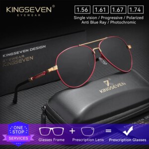 KINGSEVEN Fashion Trendy Alloy Prescription Sunglasses Myopia Hyperopia Eyeglasses Men Women Thin Frame Optical Lens Glasses