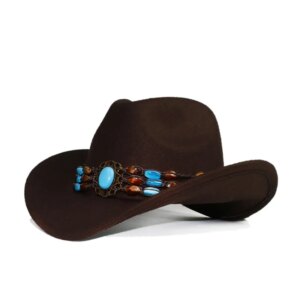 decoration all-match woolen cowboy hat for men and women with large brim wide warm
