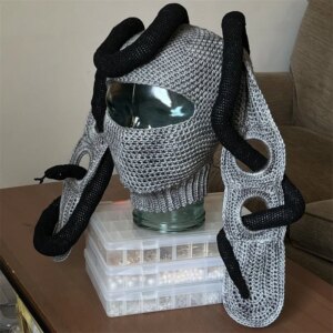 Eccentric personality Cross-border sales balaclava hat Black snake cool shape decoration hat Handmade crocheted Rabbit ears hat