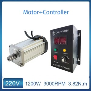 QW80BL00730-1200 High Voltage DC Motor 220V 3000rpm 1.2KW 1200W 3.81N.M Brushless DC Motor Hall BLDC Motor With Driver