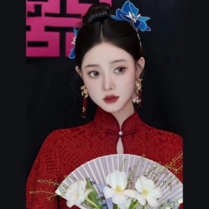 Chinese Style Blue Tassel Headwear Bridal Xiuhe Dress Ancient Dangling Ornament Toast Clothing Simple High-End Hair Accessories