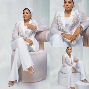 Elegant Beaded Women Suits Dresses Vintage Notche Lapel One Button Applique Blazer Prom Party Suits Customized 2 Pieces Set