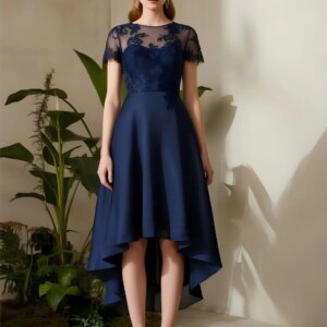 Elegant A-Line Scoop Neck Chiffon Mother of the Bride Dress Asymmetrical  Appliques Wedding Party Dresses 2025 Free Customized