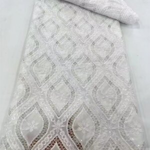 Environmentally Friendly colors  Fashion French Mesh Embroidery Sequin Fabric African Nigerian Lace Fabric For Wedding Dress