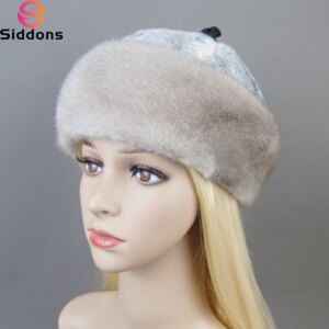 Hot Sale Luxury Women Real Genuine Mink With Wool Hat Winter Russian Women’s Warm Caps Whole Piece Mink Sheep Fur Hats