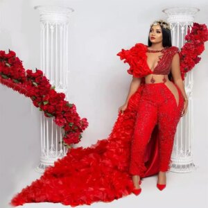 Red Crystals Floral Mother Of The Bride Dresses Sexy Party Prom Gowns Customized