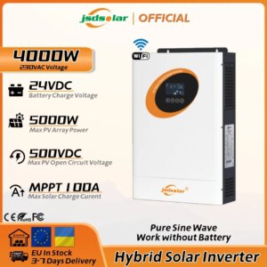 jsdsolar 4KW 24V Hybrid Solar Inverter MPPT 100A Solar Charger 500VDC PV Input Off Grid Pure Sine Wave with Wifi Support LiFePo4