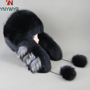 Real Fox Fur Hats For Women Winter Fashionable Stylish Russian Thick Warm Beanie Hat Natural Fluffy Fur Hat Fox Fur Bomber Hat