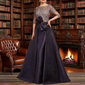 Mother of the Bride Dresses New O-neck A-Line Wedding Guest Gowns Lace Applique Bow Ruching Dress Customized