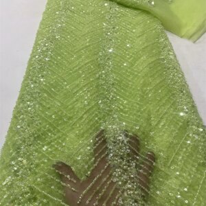 5 Yards Tulle Net African Lace Fabric Beaded Lace 2025 High Quality Nigerian Sequins Fabrics for Wedding Evening Dresses Sewing