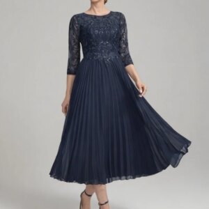 Navy Blue Mother of Bride Dresses for Women Summer Dresses Lace Chiffon Robe De Customized