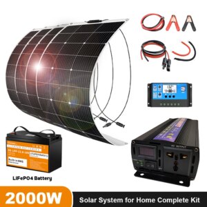 2000W Solar System Kit For Household Yachts RVs Cabins battery Chargers With Batteries Quick shipment From Polish War