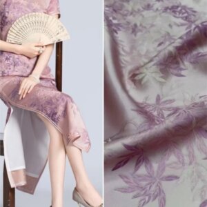 Chinese style jacquard Rohang silk fabric plant dyed cheongsam dress