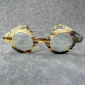 Eyeglass Frames Retro Round Striped Handmade 100% Natural Horn Prescriprion Women’s Man Glasses Frames Optical Lenses Eyewear