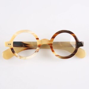 Eyeglass Frames Round Retro Classic Handmade Natural Horn Reading Prescription Women’s Man Glasses Frames Optical Lenses Eyewear