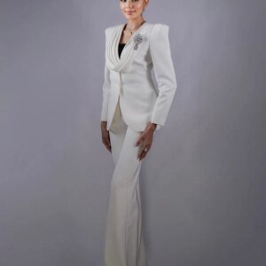 Solid Color Simple Bespok 2 Pieces Blazer Pants Women Suits Slim Fit V-Neck One Button Office Wear Women Outfits Customized