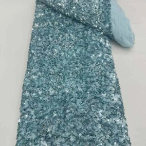 Elastic Green Sequin Lace Fabric African Nigerian Sequin Lace With Beads Fabrics Stretchy Fabric Lace For Cloth Sewing KB4849