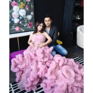 Maternity Dresses for Photo Shoot Photography Sweetheart Beaded Sash Ruffles Plus Size Pregnancy Women Babyshower