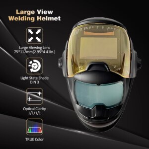 SAFEUP CE 1111 Welding Mask Auto Darkening Hood Cap True Color Solar Powered for GMAW GTAW MMAW Welder Machine Large View Helmet