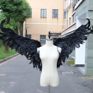 Dark Feather Black Large Wings Fairy Photo Portrait Travel Photography Performance Props