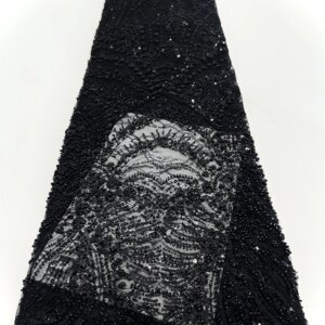 Latest Hot Sale Fashion Africa Lace Fabric High Quality Handmade Embroidery Lace With Beads Sequins Party For Wedding Dress