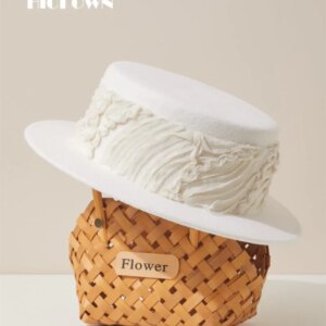 Autumn and winter new white relief flat felt hat top children along fashion show small face