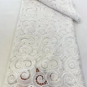 Latest Lace Fabric High Quality 2025 5 Yard African Swiss Lace Fabric Cord Lace For Sewing White Lace Prom Dresses 2025 A1080-1