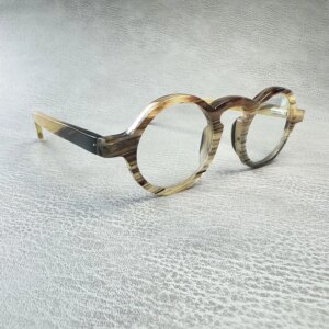 Eyeglass Frames Unique Round Vintage Retro Handmade Natural Horn Prescription Women’s Man Glasses Frames Optical Lenses Eyewear