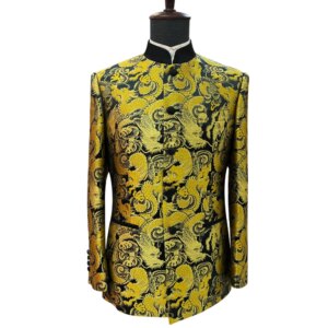 Men’s Slim Fit Chinese Standing Collar Chinese Style Suit Formal Wedding Dress Banquet Tang Suit