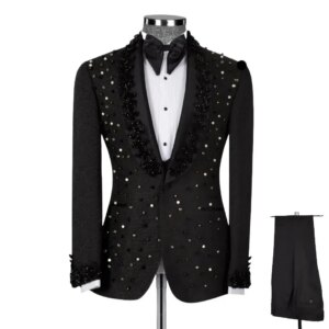 Fashion Wedding Suit for Man Single Breasted Slim Suits 2 Piece Lapel Jacket Office Wear Formal Business Party Blazer Customized