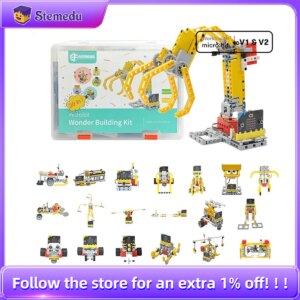 ELECFREAKS Micro:bit 32 IN 1 Wonder Building Kit Wukong Expansion Board for Puzzle Building Blocks Microbit Kids Fun Coding STEM