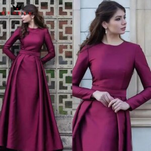 Purple A Line Long Sleeve Mother of the Bride Dresses Vintage Satin Jewel Neck vestidos de madre de la novia 2023 Custom  DT66