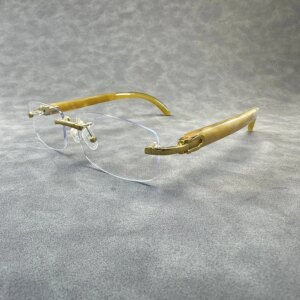 Eyeglass Frames Rimless Square Vintage Classic Handmade Natural Horn Prescription Reading Men’s Glasses Frames Lenses Eyeglasses