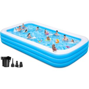 Large Inflatable Pool with Pump – 165” x 76” x 22” Oversized Thickened Blow Up Pool for Adults, Family Swimming Pool for Back